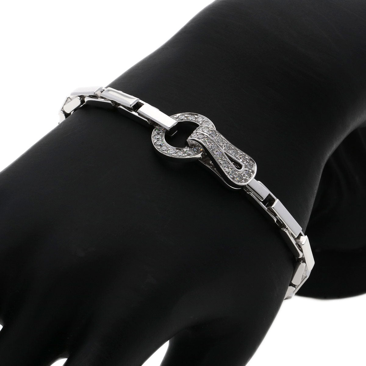 CARTIER Agraph Diamond Bracelet K18 White Gold Ladies [Used]