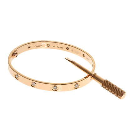 CARTIER   Bracelet LOVE Bracelets Diamond with Driver #17 K18 Pink Gold Ladies