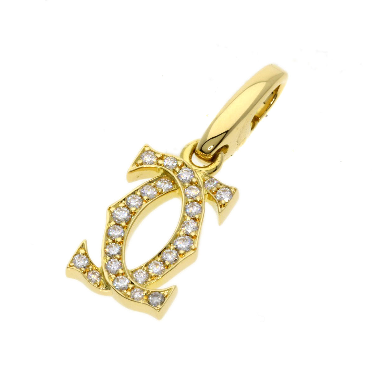 CARTIER   Pendant top Charm 2C Diamond K18 Yellow Gold Ladies