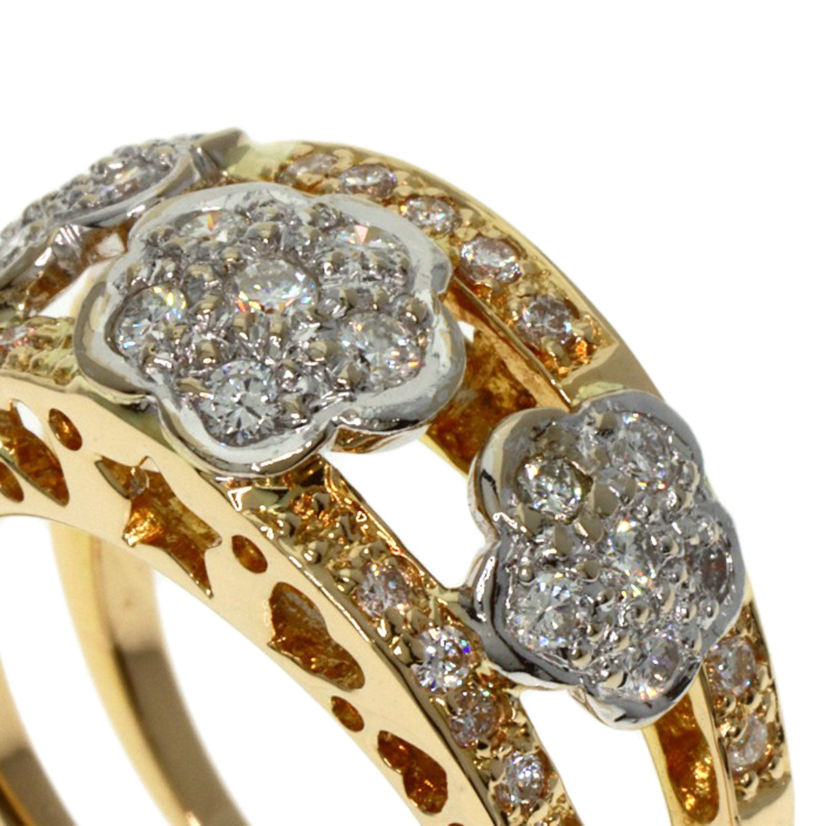 Ponte Vecchio Diamond Ring K18 Yellow Gold K18 White GoldLadies [Used]