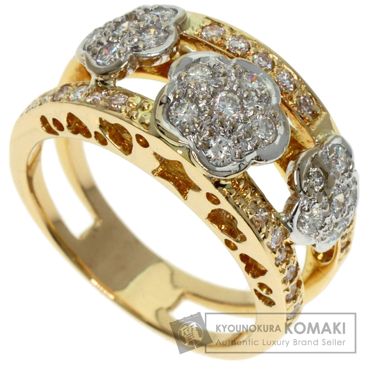 Ponte Vecchio Diamond Ring K18 Yellow Gold K18 White GoldLadies [Used]