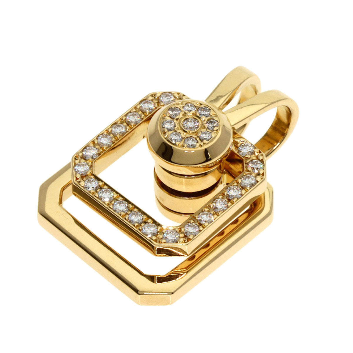 WALTHAM swing diamond Pendant top K18 Yellow Gold Ladies [Used]