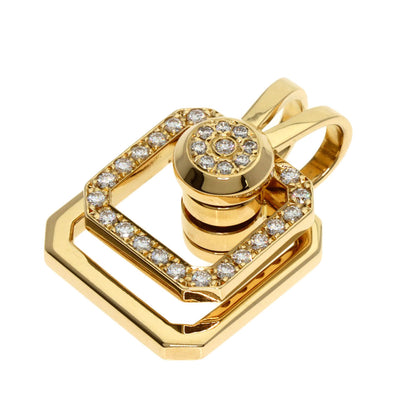 WALTHAM swing diamond Pendant top K18 Yellow Gold Ladies [Used]