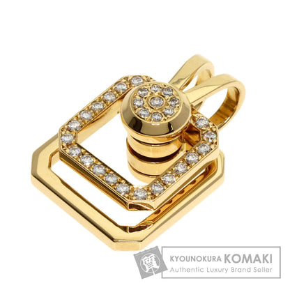WALTHAM swing diamond Pendant top K18 Yellow Gold Ladies [Used]