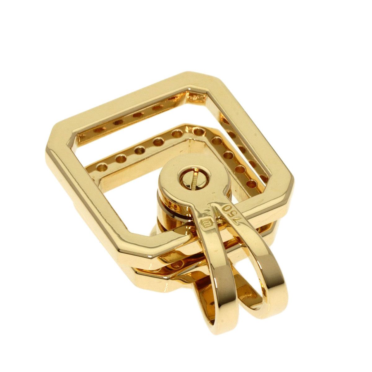 WALTHAM swing diamond Pendant top K18 Yellow Gold Ladies [Used]