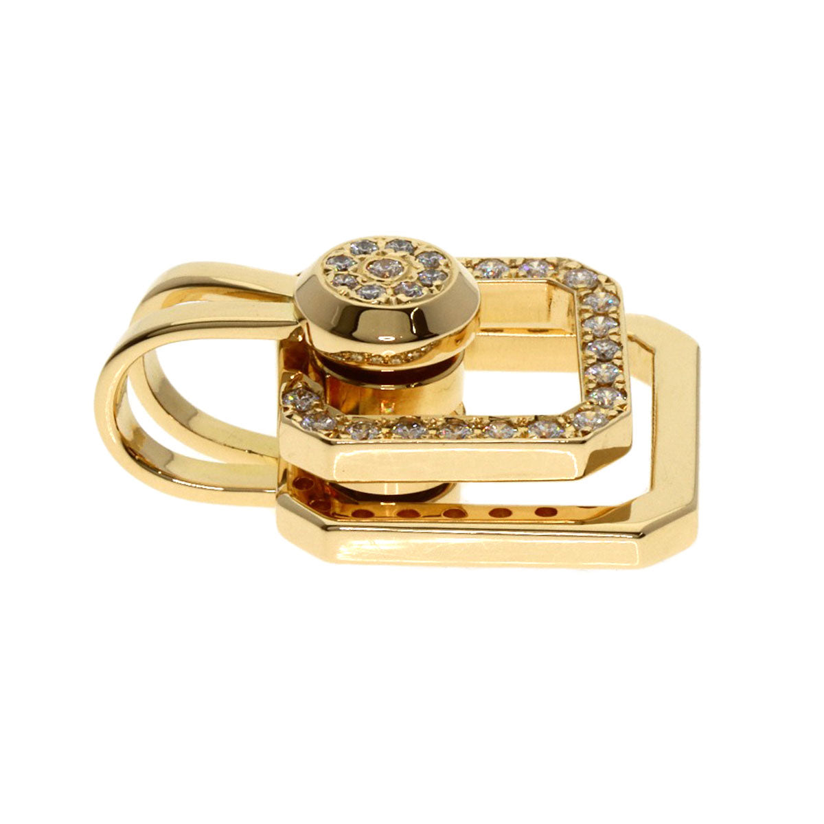 WALTHAM swing diamond Pendant top K18 Yellow Gold Ladies [Used]