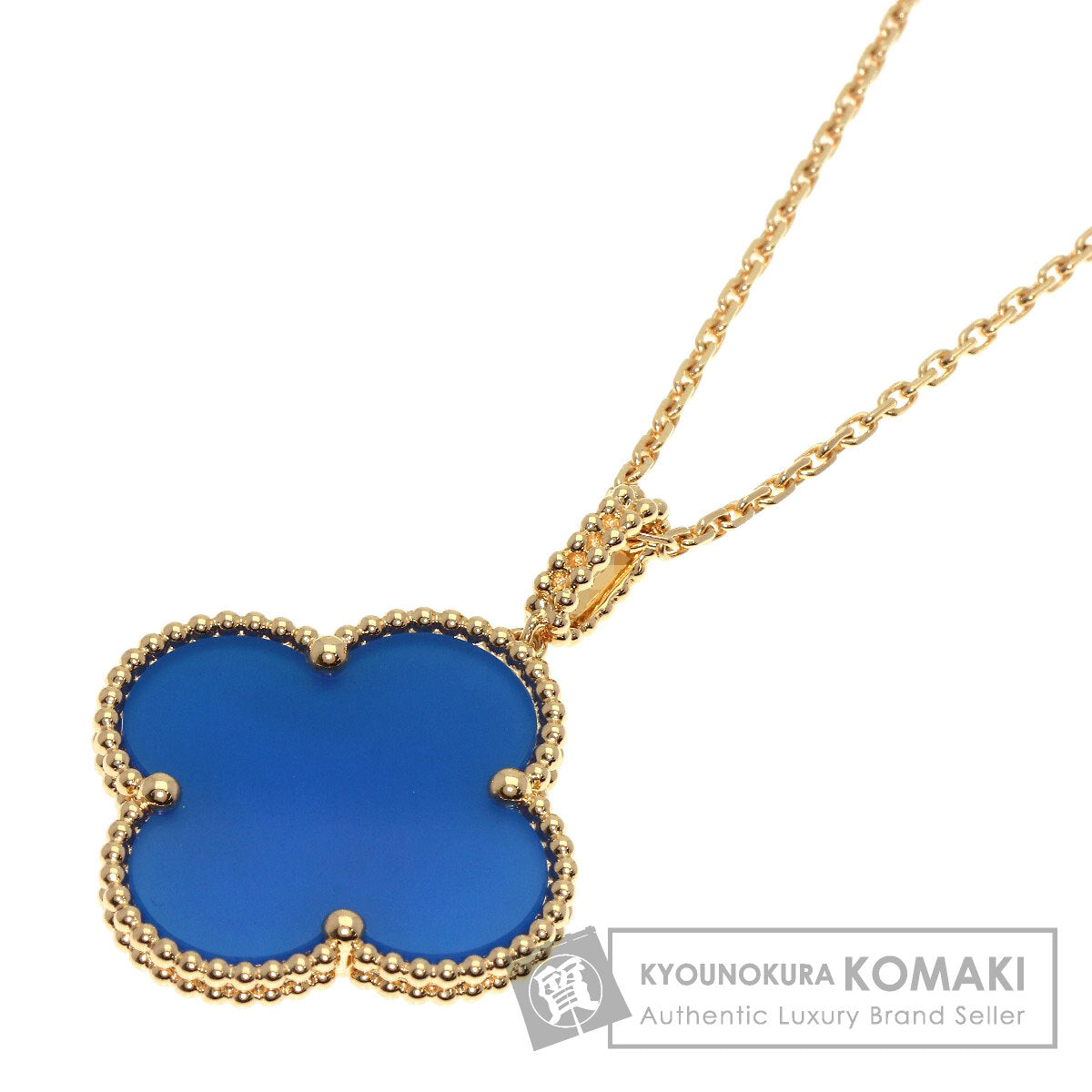 Van Cleef & Arpels Magic Alhambra Blue Agate Necklace K18 Yellow Gold Ladies [Used]