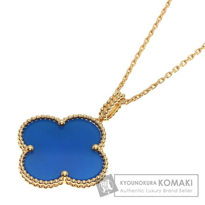 Van Cleef & Arpels Magic Alhambra Blue Agate Necklace K18 Yellow Gold Ladies [Used]