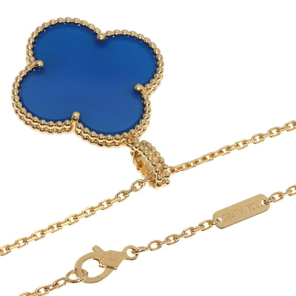 Van Cleef & Arpels Magic Alhambra Blue Agate Necklace K18 Yellow Gold Ladies [Used]