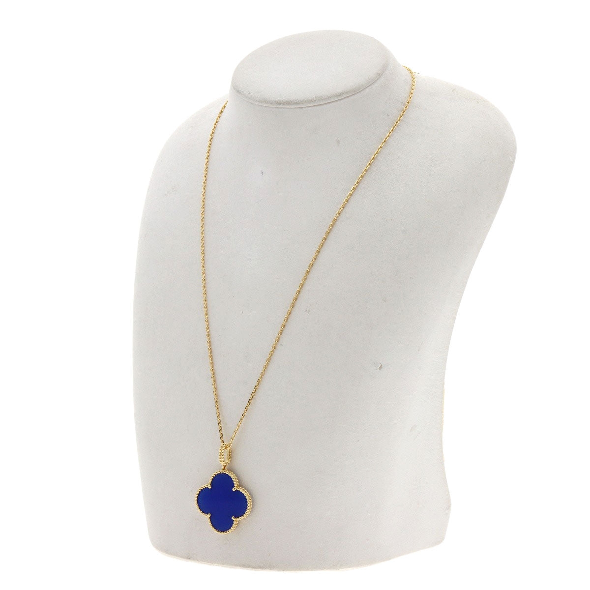 Van Cleef & Arpels Magic Alhambra Blue Agate Necklace K18 Yellow Gold Ladies [Used]