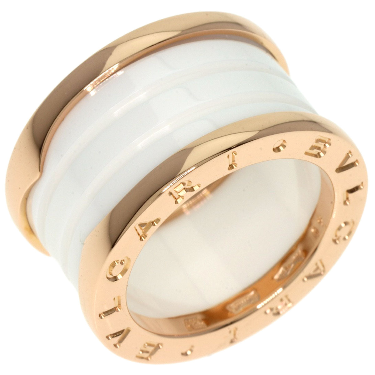 BVLGARI   Ring B-zero1 B-zero1 4 band White Ceramic #49 K18 Pink Gold Ladies