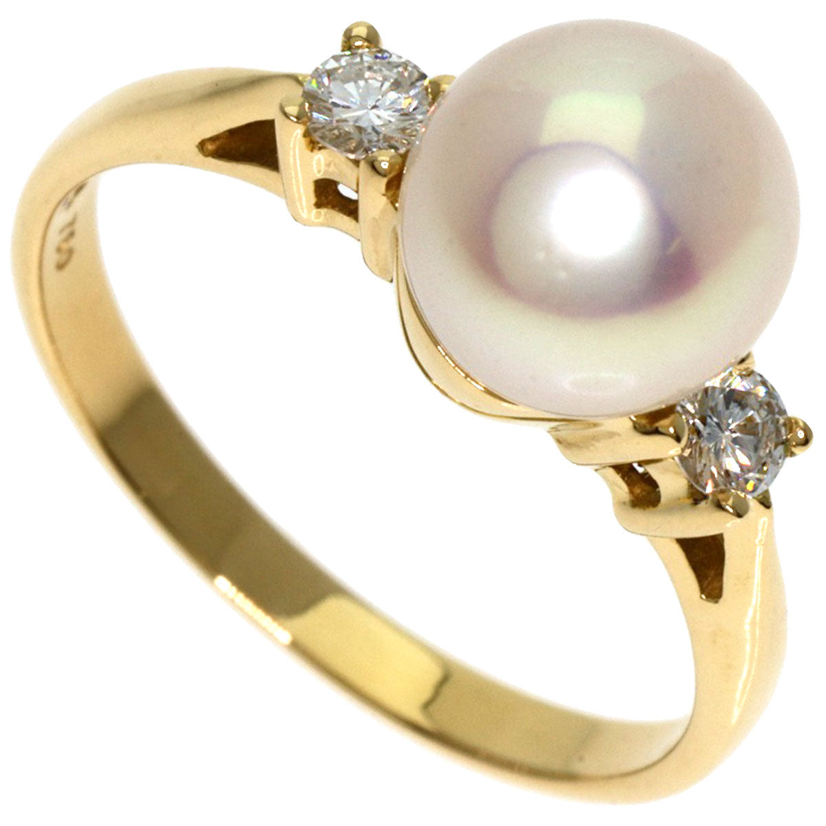 TIFFANY&Co.   Ring Pearl Pearl Diamond K18 Yellow Gold Ladies