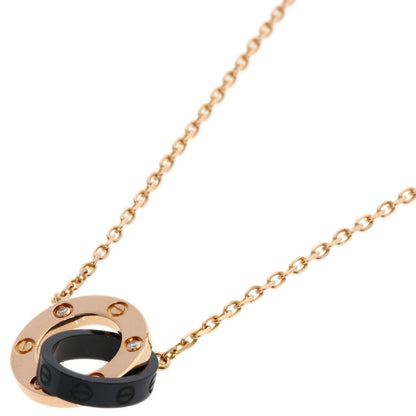 カルティエ ラブサークル 3P ダイヤモンド セラミック ネックレス K18ピンクゴールド レディース 【中古】【CARTIER】