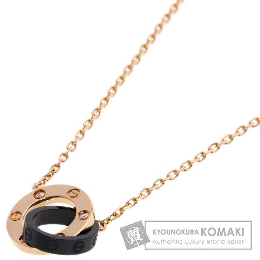 カルティエ ラブサークル 3P ダイヤモンド セラミック ネックレス K18ピンクゴールド レディース 【中古】【CARTIER】