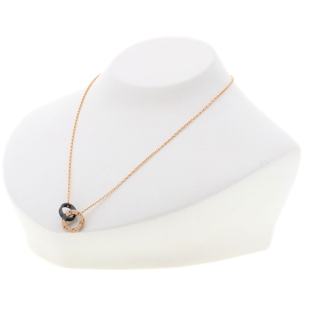 カルティエ ラブサークル 3P ダイヤモンド セラミック ネックレス K18ピンクゴールド レディース 【中古】【CARTIER】