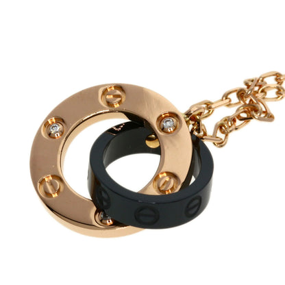 カルティエ ラブサークル 3P ダイヤモンド セラミック ネックレス K18ピンクゴールド レディース 【中古】【CARTIER】