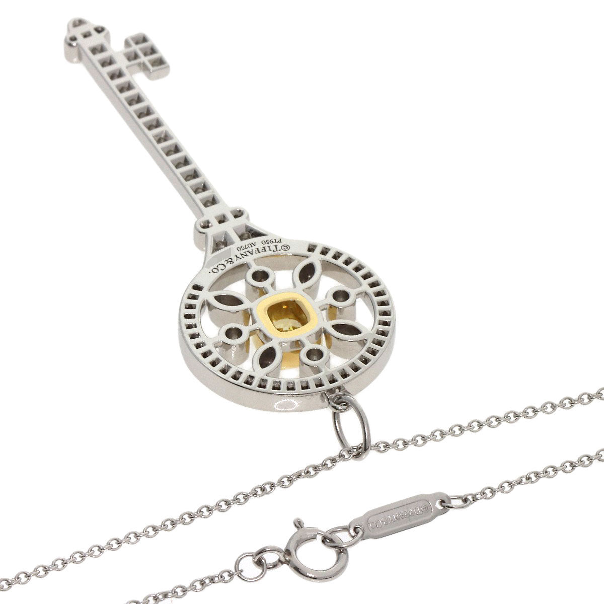 TIFFANY&Co. Starkey Yellow Diamond Necklace K18 White Gold PT950Ladies [Used]