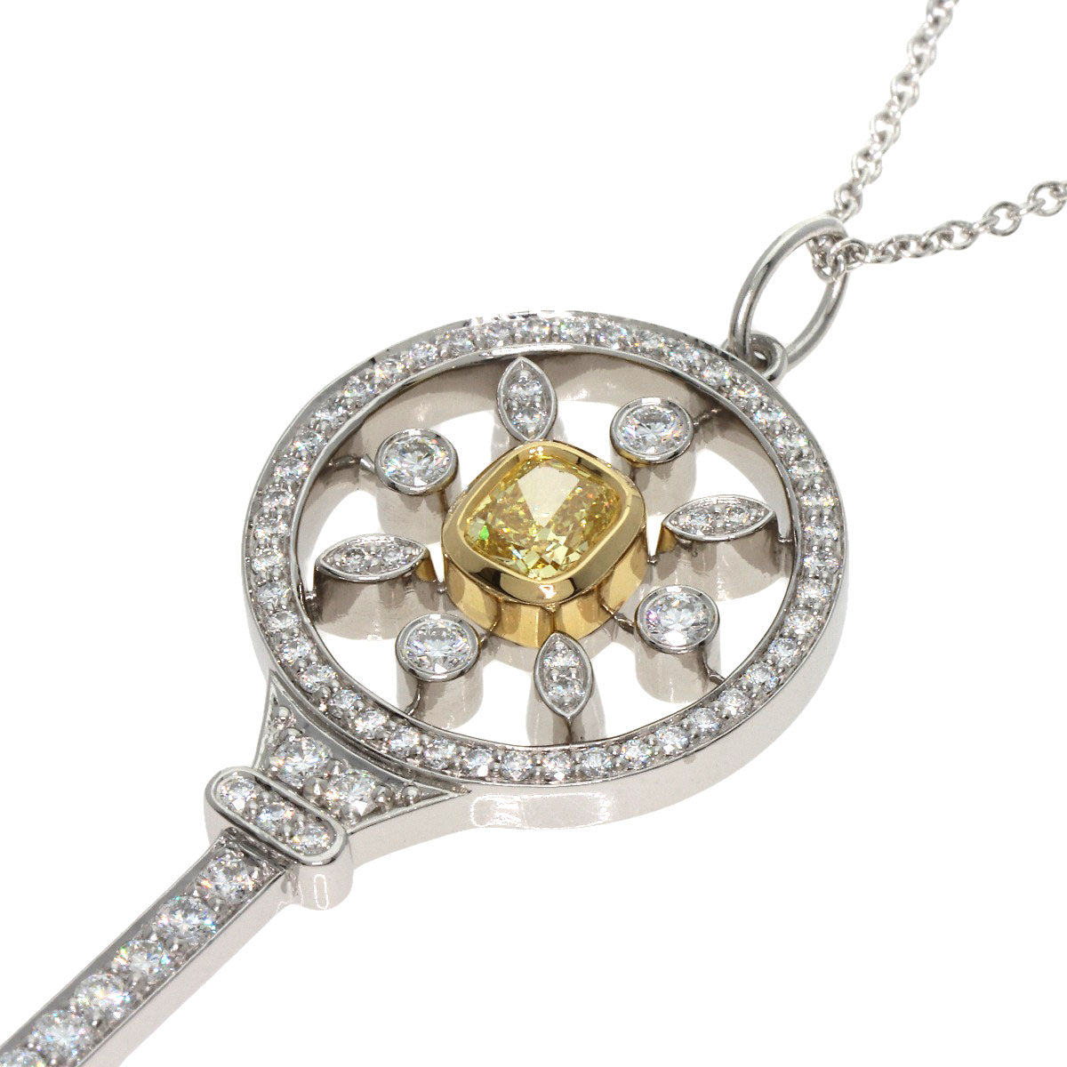 TIFFANY&Co. Starkey Yellow Diamond Necklace K18 White Gold PT950Ladies [Used]