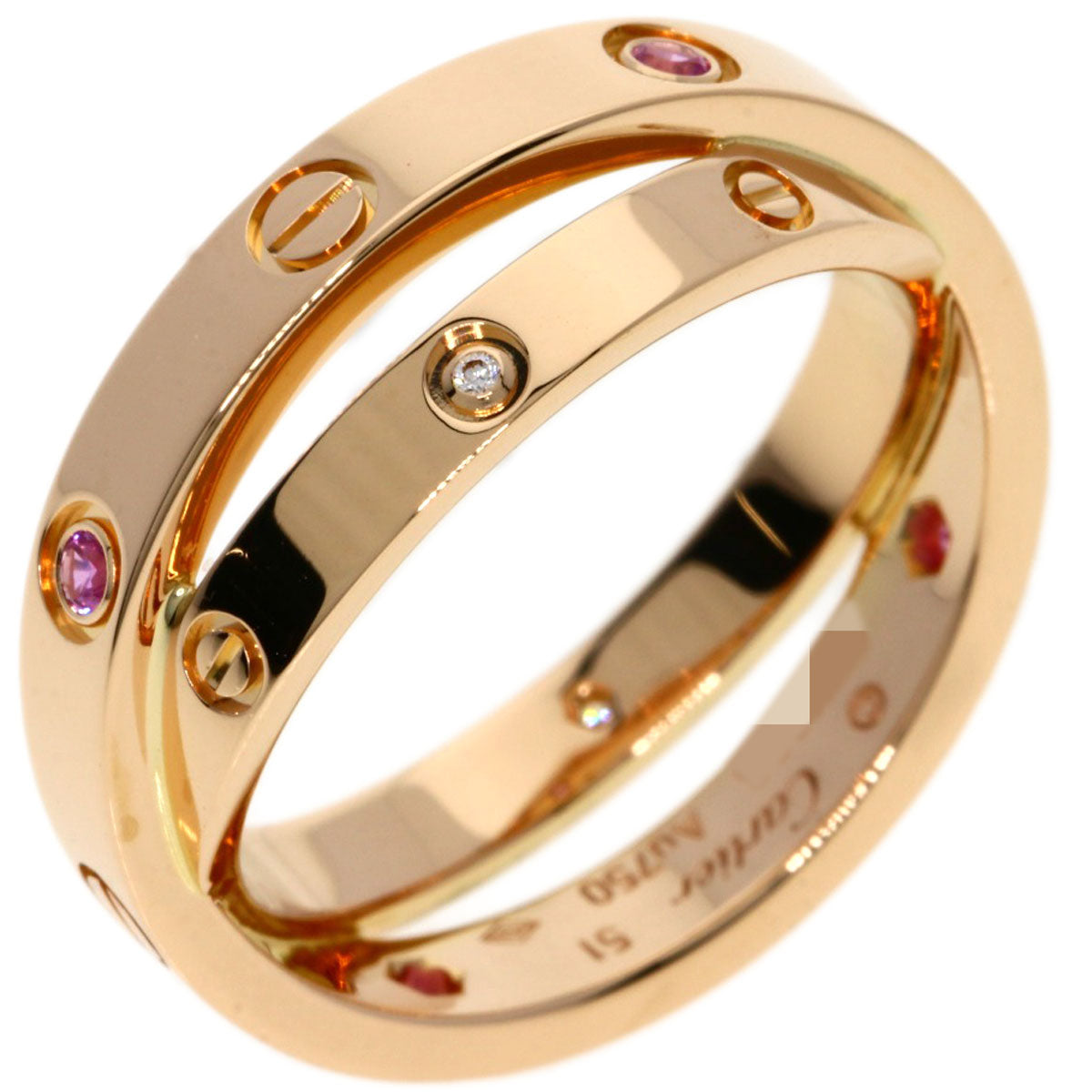 CARTIER   Ring Be Love Sapphire Diamond #51 K18 Pink Gold Ladies