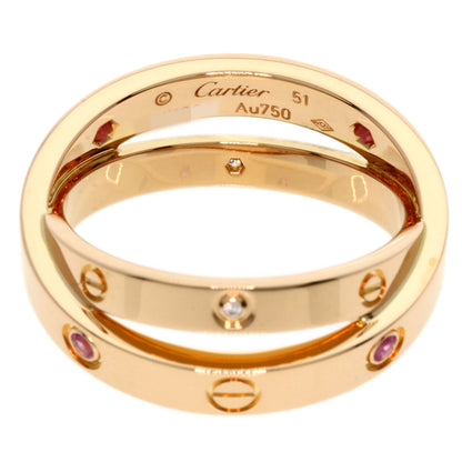 CARTIER   Ring Be Love Sapphire Diamond #51 K18 Pink Gold Ladies