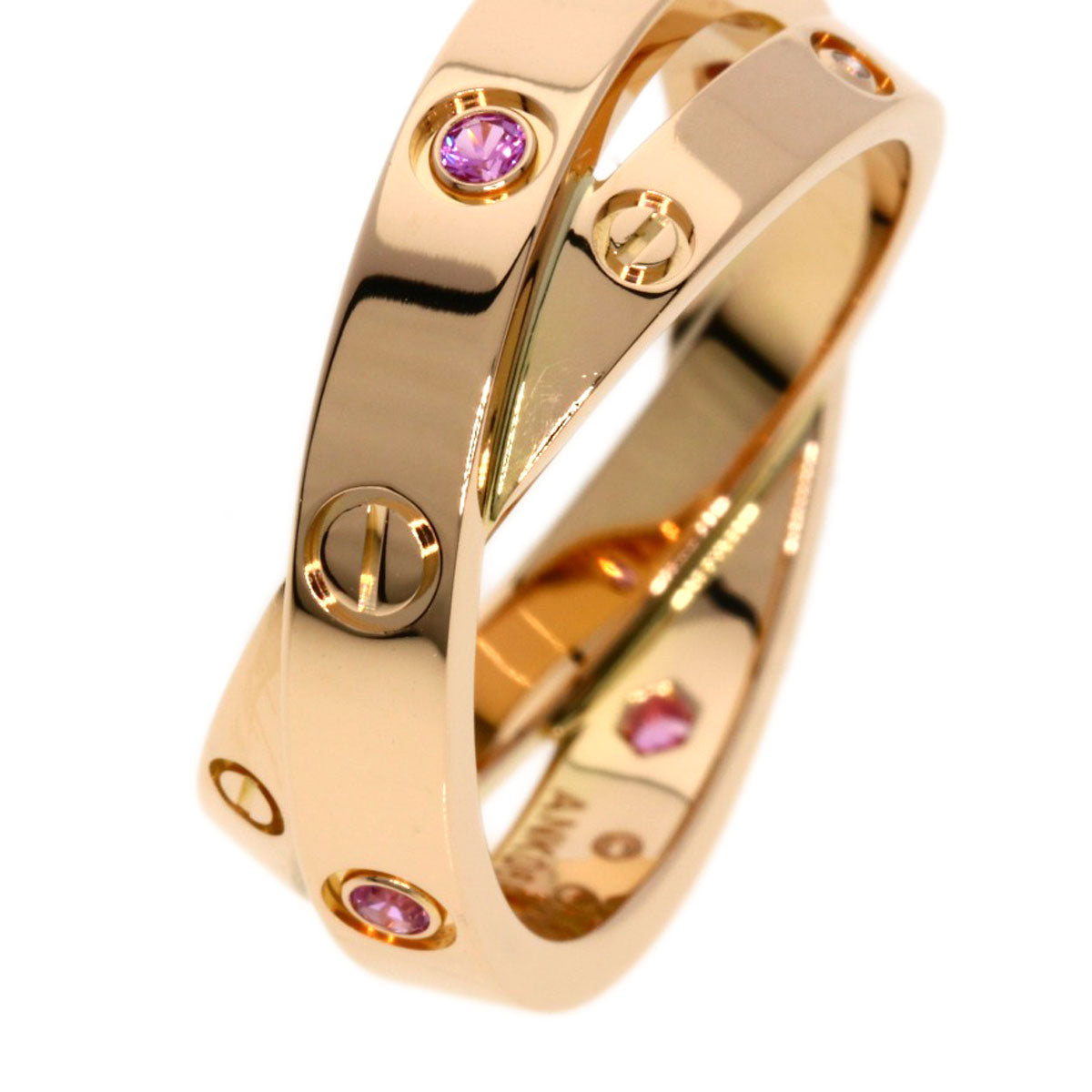 CARTIER   Ring Be Love Sapphire Diamond #51 K18 Pink Gold Ladies