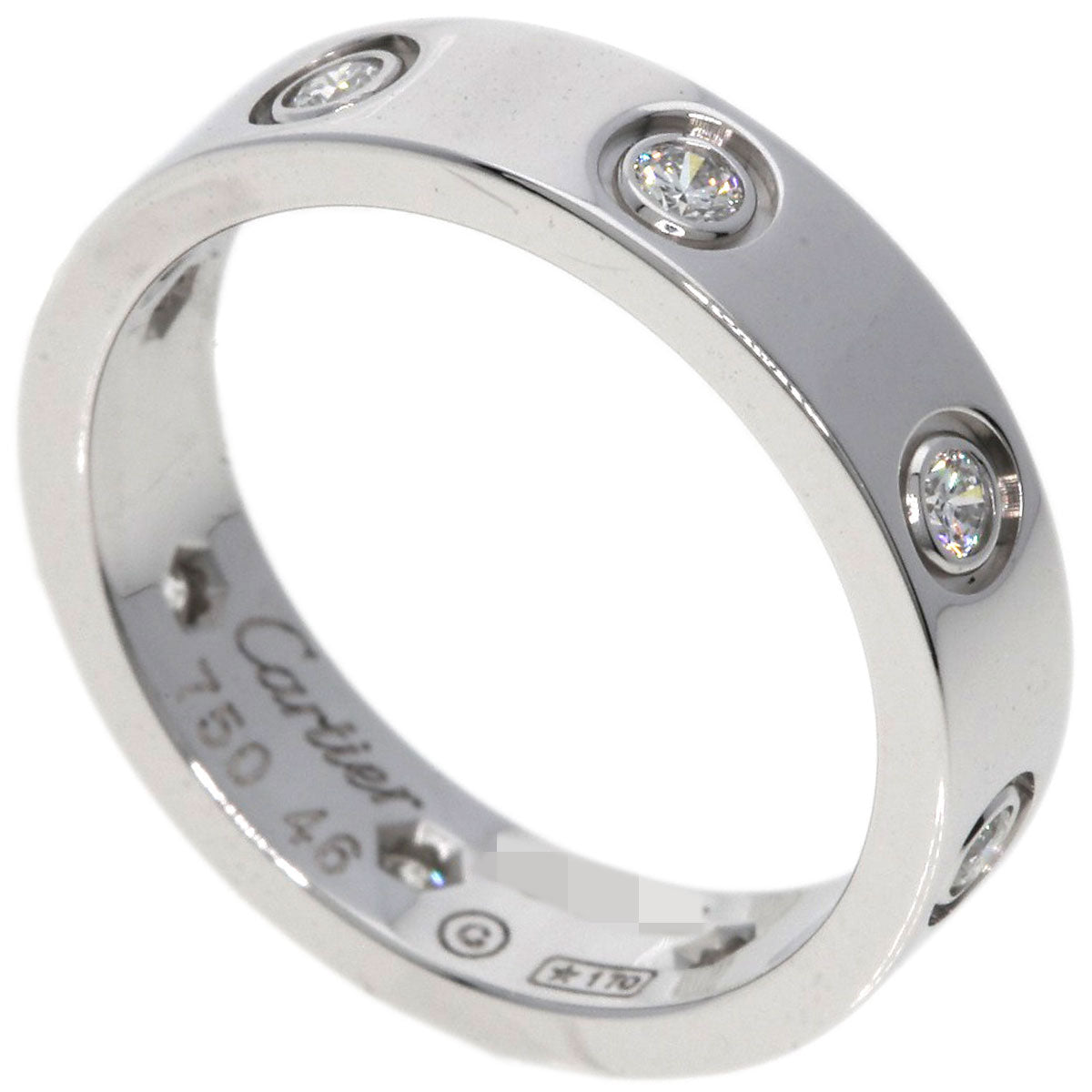 CARTIER   Ring mini love ring full Diamond #46 K18 White Gold Ladies