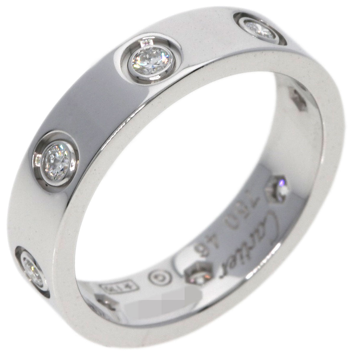 CARTIER   Ring mini love ring full Diamond #46 K18 White Gold Ladies