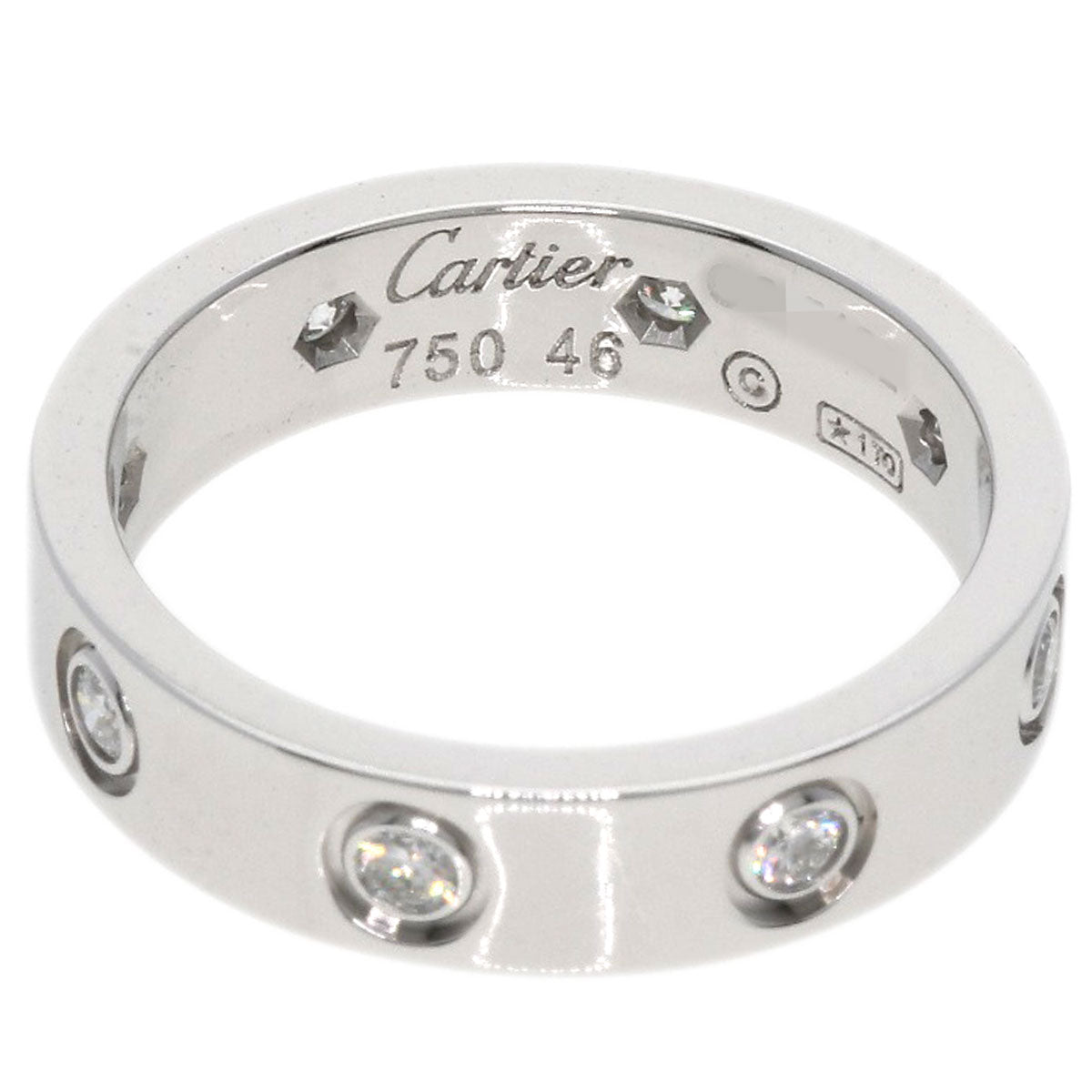 CARTIER   Ring mini love ring full Diamond #46 K18 White Gold Ladies