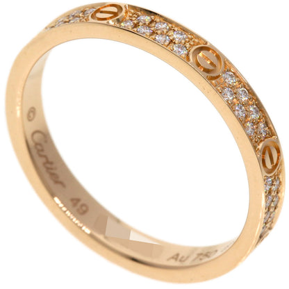 CARTIER   Ring Mini Love SM Pave Diamond #49 K18 Pink Gold Ladies