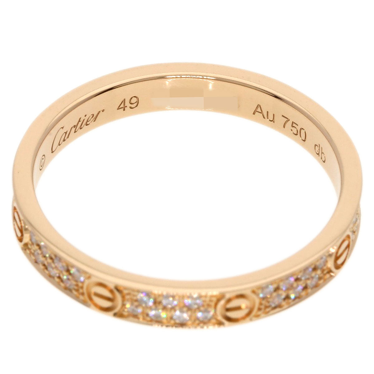 CARTIER   Ring Mini Love SM Pave Diamond #49 K18 Pink Gold Ladies