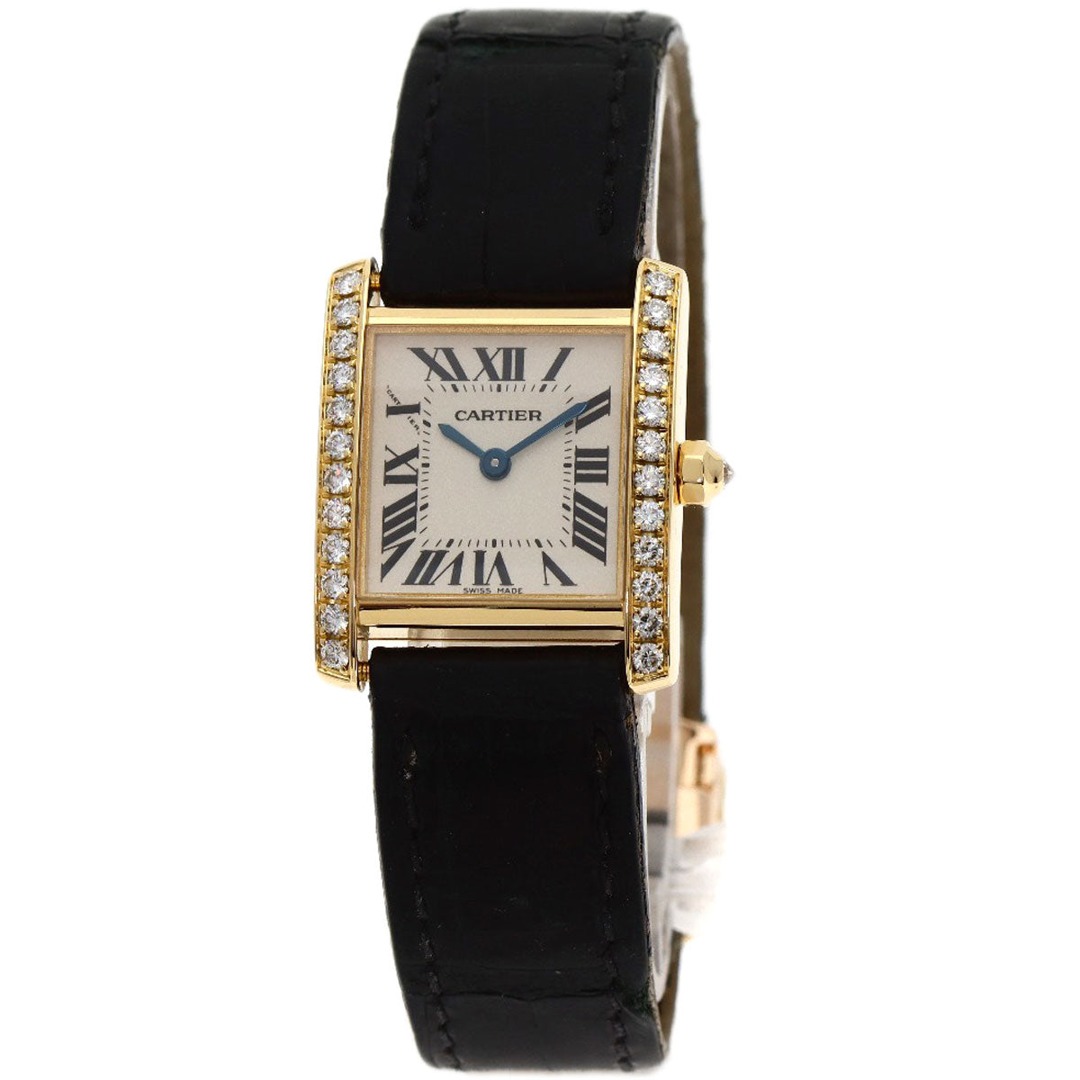CARTIER Tank francaise SM Watches WE100151 K18 Yellow Gold/Leather Ladies