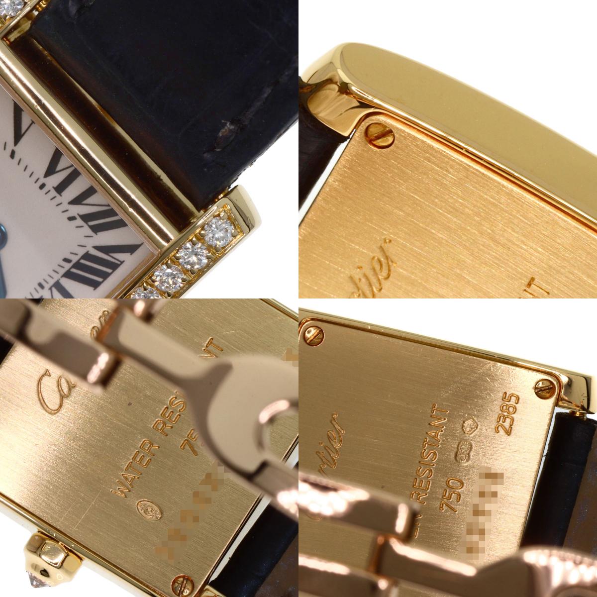CARTIER Tank francaise SM Watches WE100151 K18 Yellow Gold/Leather Ladies