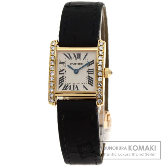 CARTIER Tank francaise SM Watches WE100151 K18 Yellow Gold/Leather Ladies