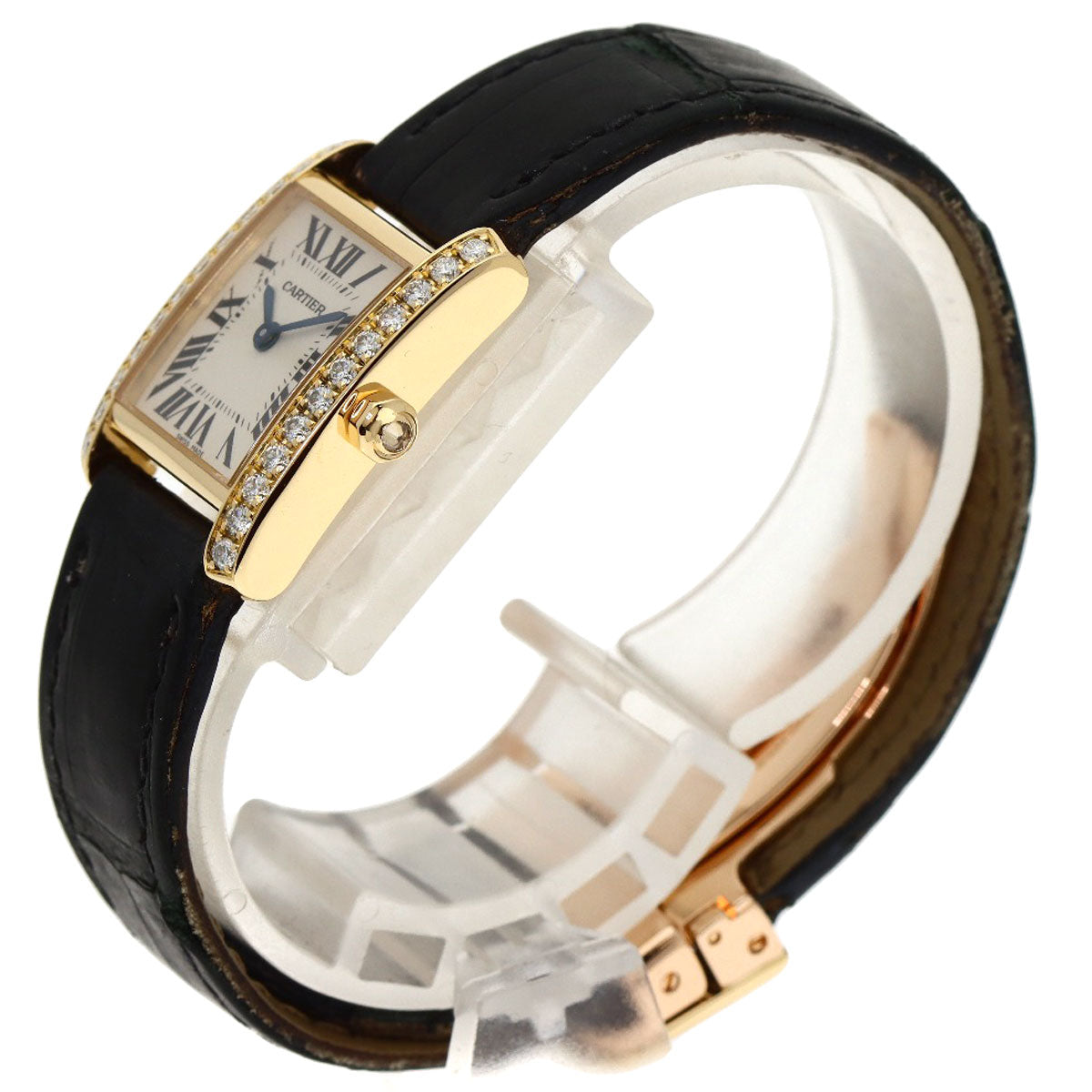 CARTIER Tank francaise SM Watches WE100151 K18 Yellow Gold/Leather Ladies