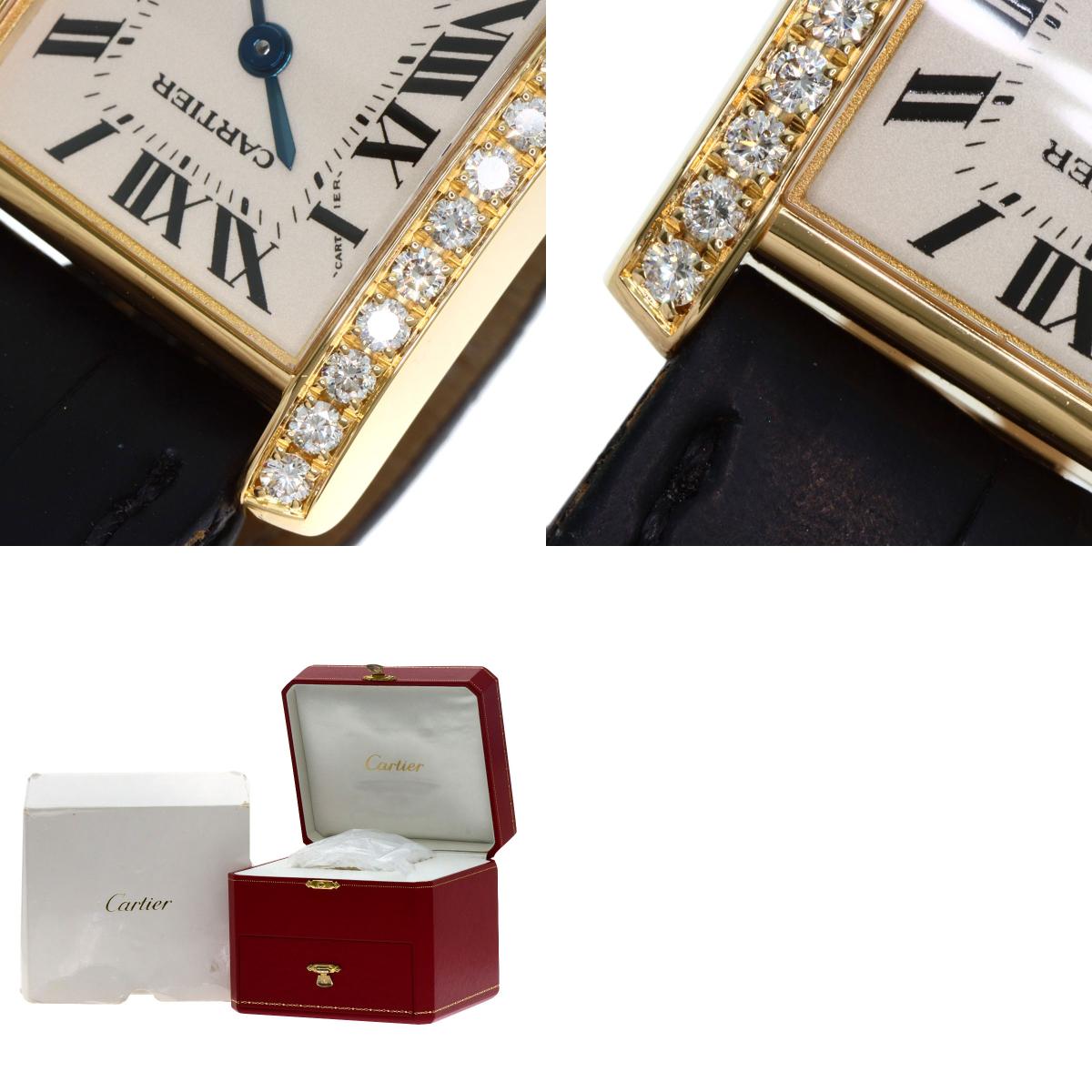 CARTIER Tank francaise SM Watches WE100151 K18 Yellow Gold/Leather Ladies