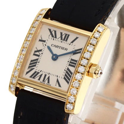 CARTIER Tank francaise SM Watches WE100151 K18 Yellow Gold/Leather Ladies