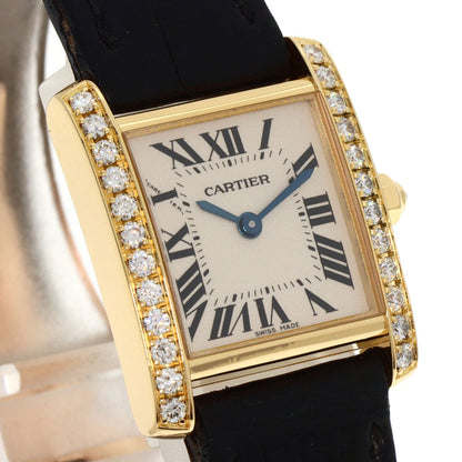 CARTIER Tank francaise SM Watches WE100151 K18 Yellow Gold/Leather Ladies
