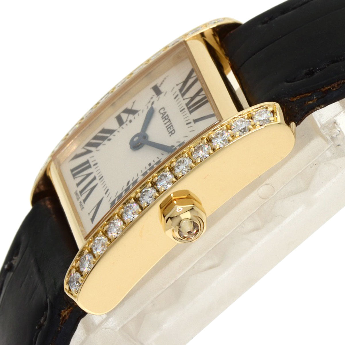 CARTIER Tank francaise SM Watches WE100151 K18 Yellow Gold/Leather Ladies