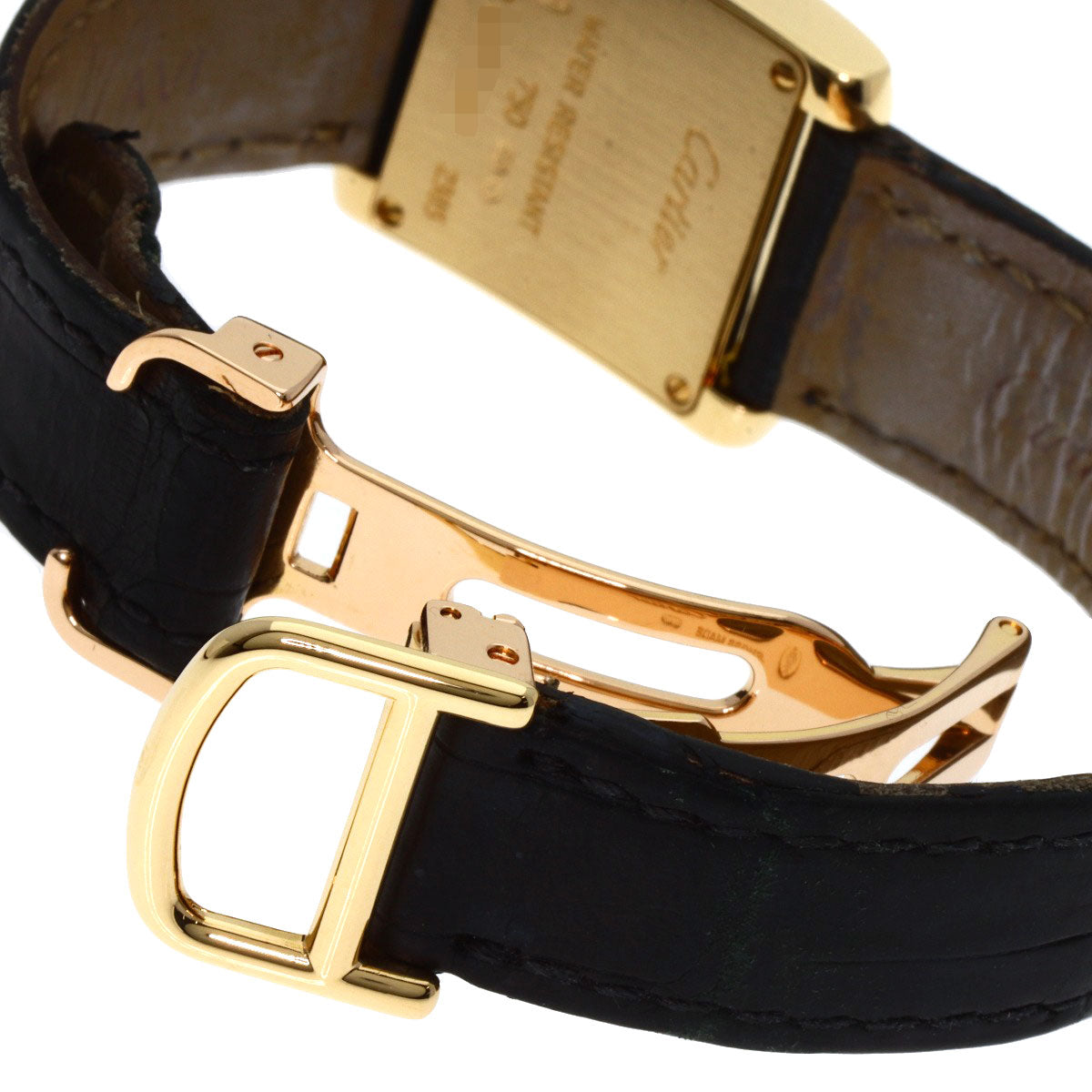 CARTIER Tank francaise SM Watches WE100151 K18 Yellow Gold/Leather Ladies