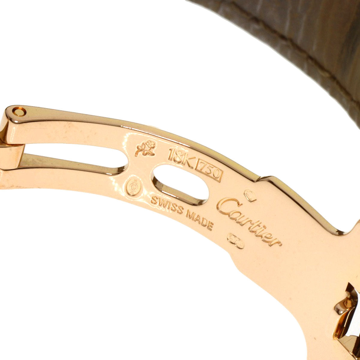 CARTIER Tank francaise SM Watches WE100151 K18 Yellow Gold/Leather Ladies