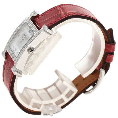 HERMES H Watch Bezel Diamond Watches HH1.230 Stainless Steel/Leather Ladies