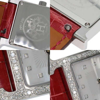 HERMES H Watch Bezel Diamond Watches HH1.230 Stainless Steel/Leather Ladies