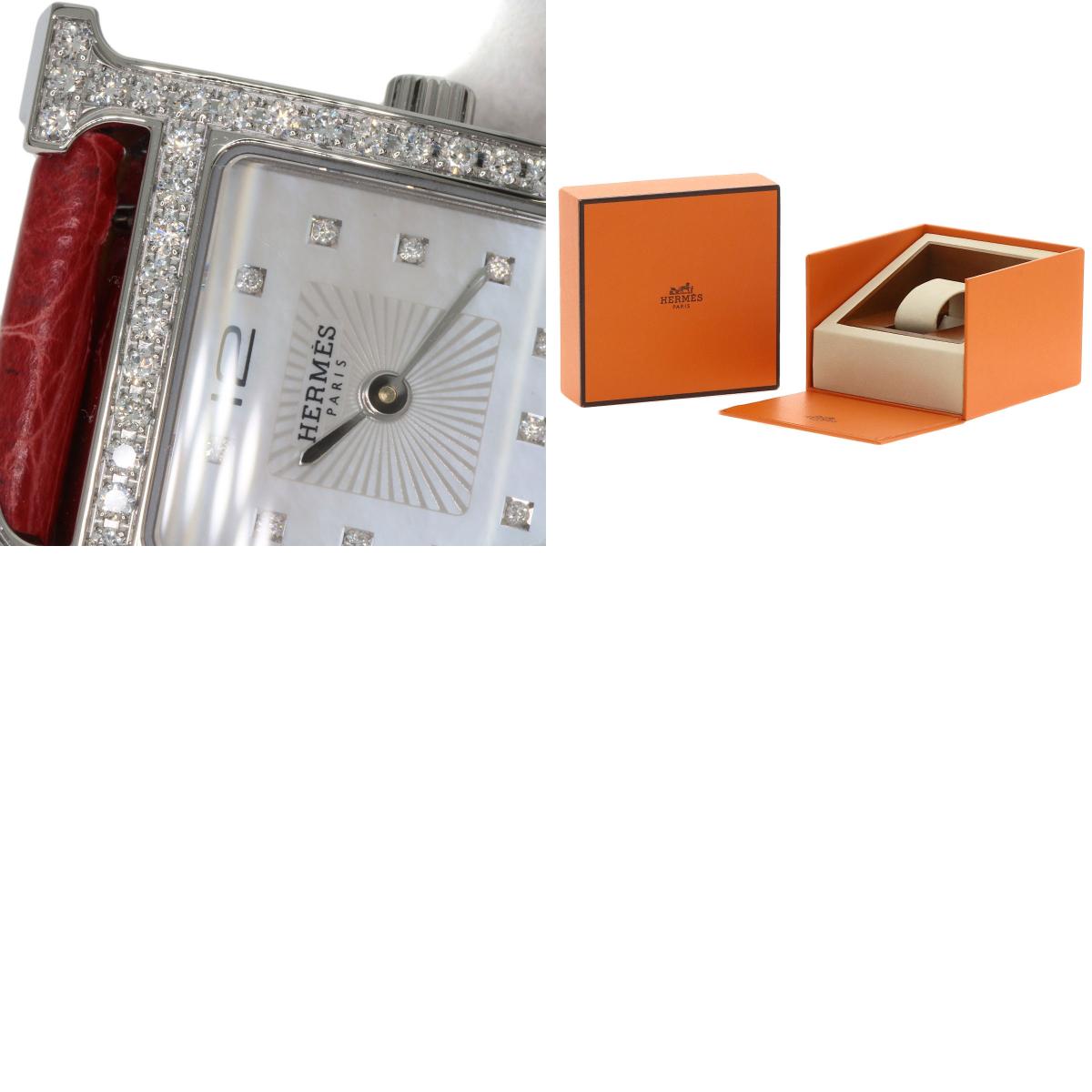 HERMES H Watch Bezel Diamond Watches HH1.230 Stainless Steel/Leather Ladies