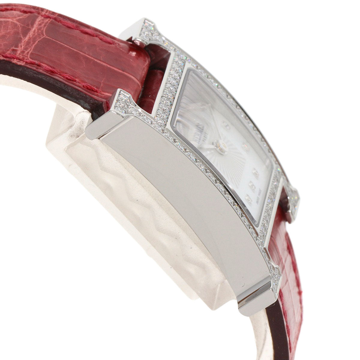 HERMES H Watch Bezel Diamond Watches HH1.230 Stainless Steel/Leather Ladies