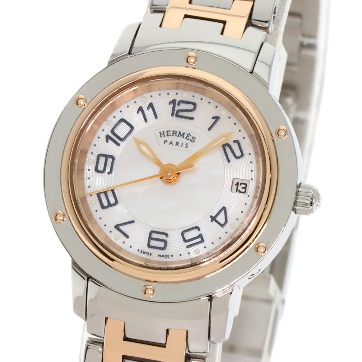 HERMES Clipper Classic Watches CP1.221 Stainless Steel/SSxPGP Ladies