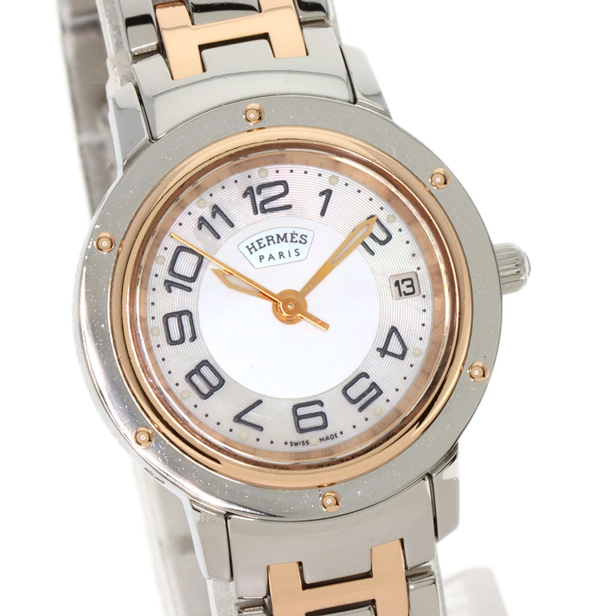 HERMES Clipper Classic Watches CP1.221 Stainless Steel/SSxPGP Ladies