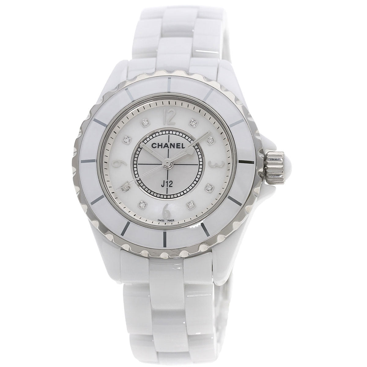 CHANEL J12 1.3" 8P Diamond Watches H2422 Ceramic/Ceramic Ladies