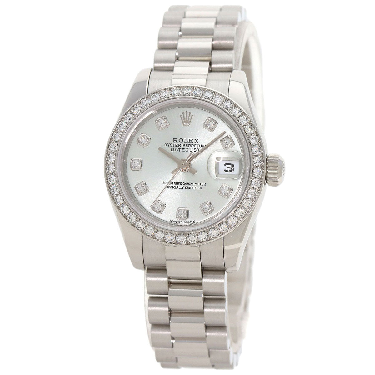 ROLEX Datejust 10P Bezel Diamond Watches 179136G Platinum/PT Ladies