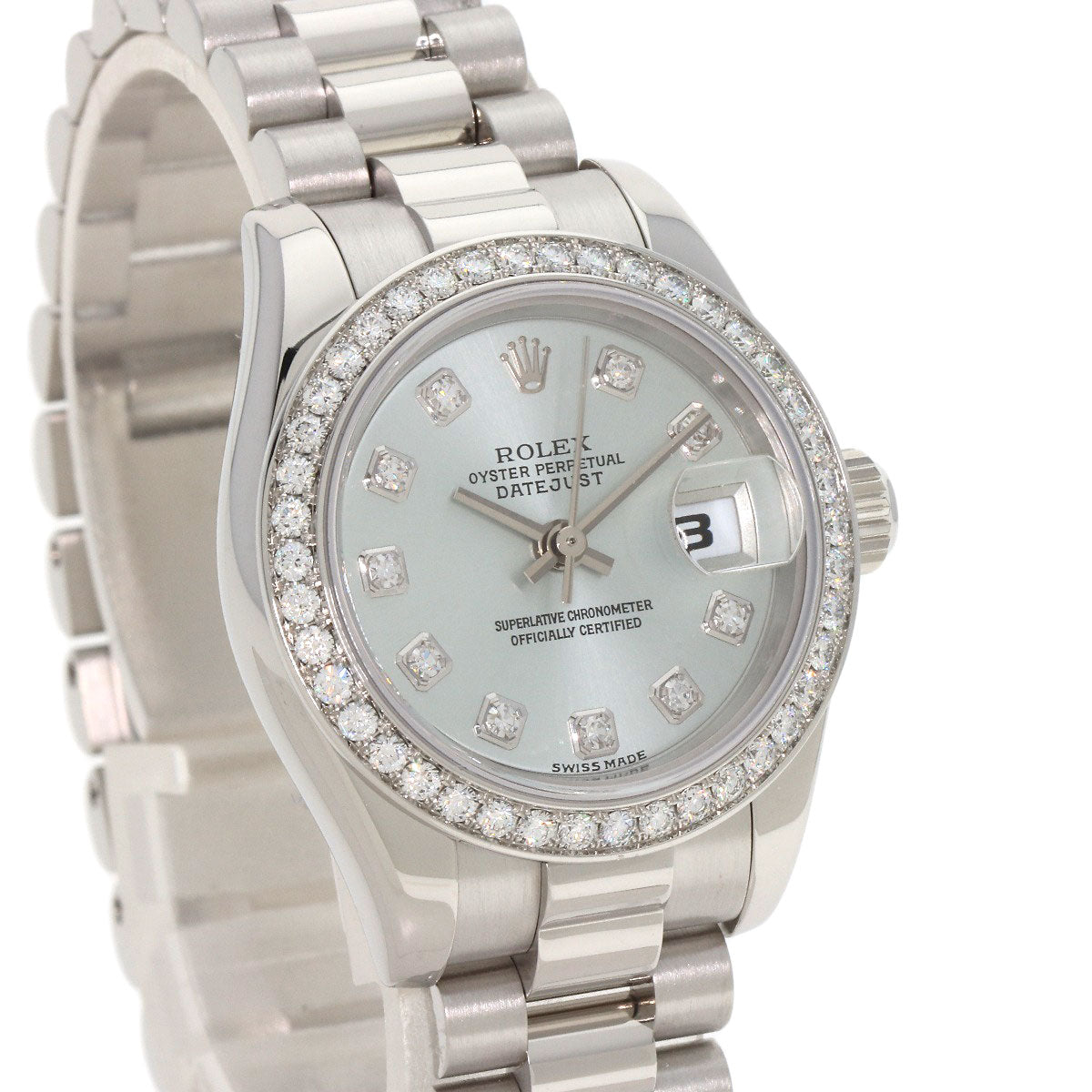 ROLEX Datejust 10P Bezel Diamond Watches 179136G Platinum/PT Ladies