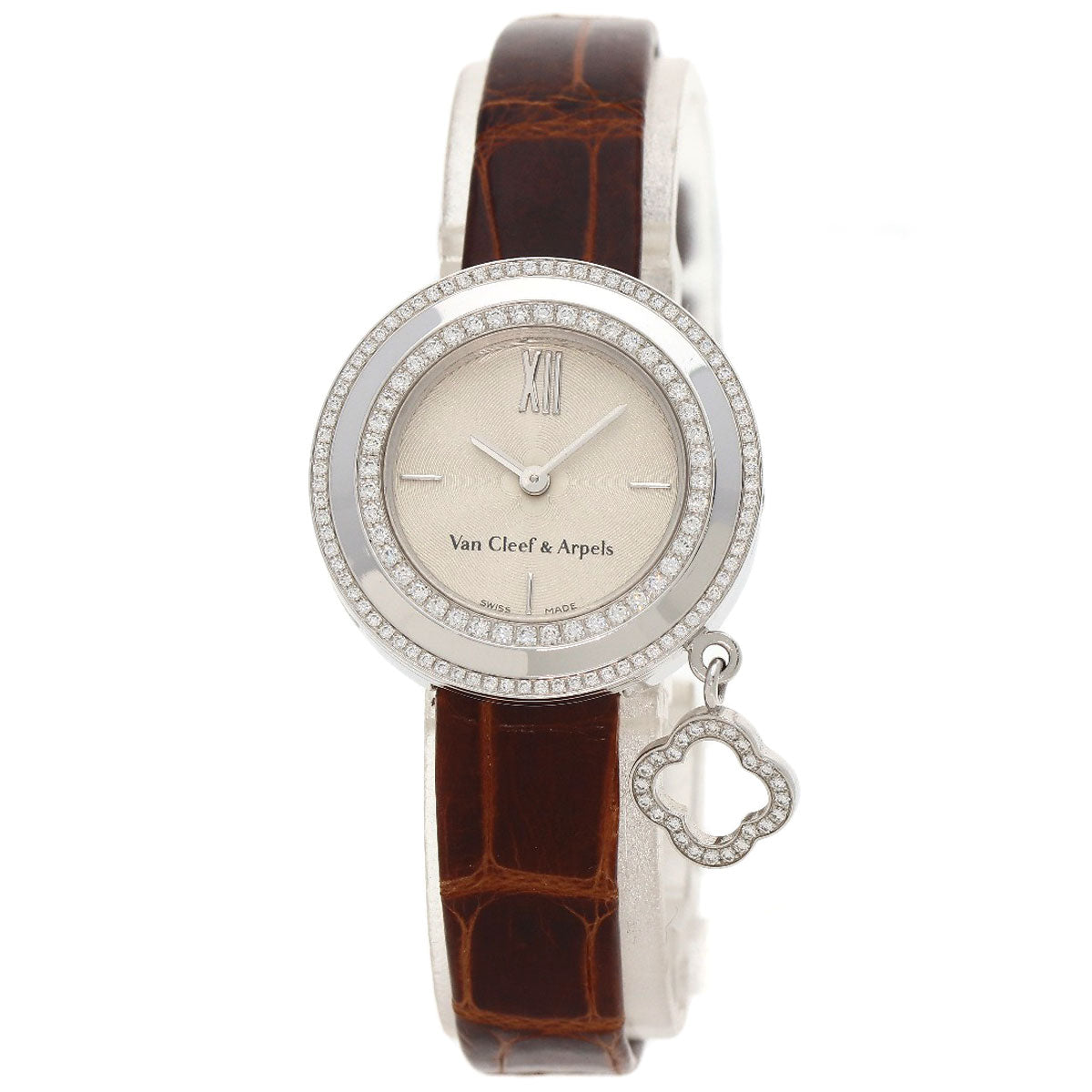 Van Cleef & Arpels Charm Mini Watch Diamond Watches VCARO29A00 K18 White Gold/Leather Ladies